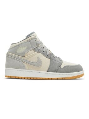Youth Air Jordan 1 SE Mid Coconut Milk Particle Grey Sneakers